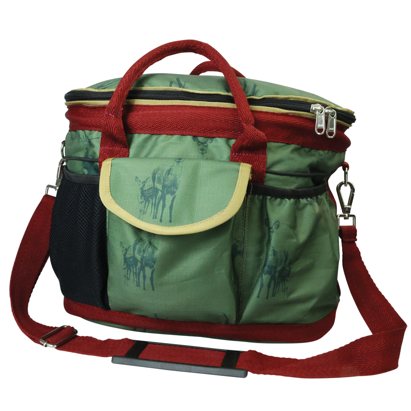 Hy Equestrian Divine Deer Grooming Bag - Moss/Merlot/Fawn-1